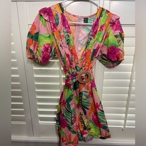 SHEIN tropical ruffle romper